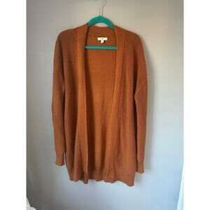 BP Open Front Knit Cardigan Burnt Orange Aiz